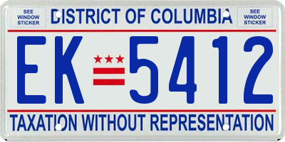 DC license plate EK5412