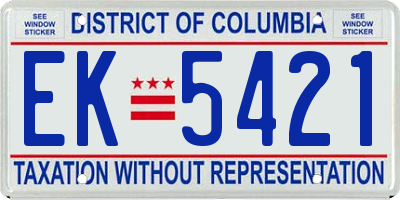 DC license plate EK5421