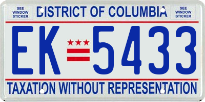 DC license plate EK5433