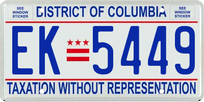 DC license plate EK5449