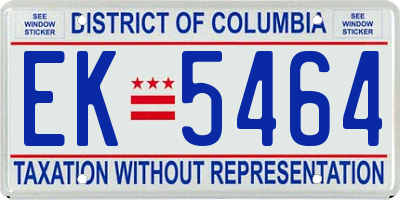 DC license plate EK5464