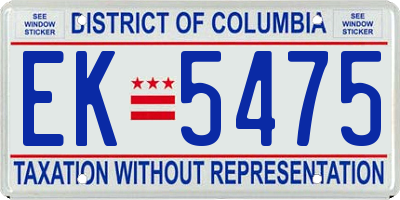 DC license plate EK5475