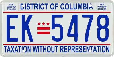 DC license plate EK5478