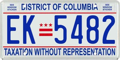 DC license plate EK5482