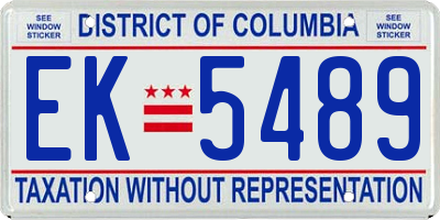 DC license plate EK5489