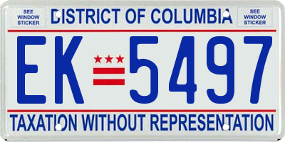DC license plate EK5497