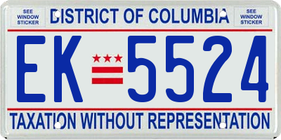 DC license plate EK5524