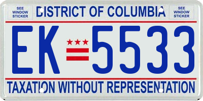 DC license plate EK5533