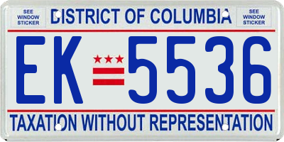 DC license plate EK5536