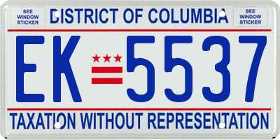 DC license plate EK5537