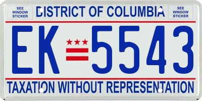 DC license plate EK5543