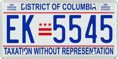 DC license plate EK5545
