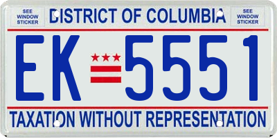 DC license plate EK5551