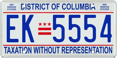 DC license plate EK5554