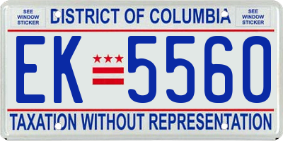 DC license plate EK5560
