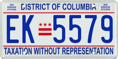 DC license plate EK5579