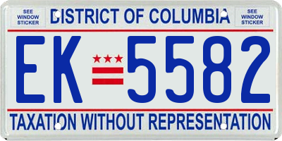 DC license plate EK5582
