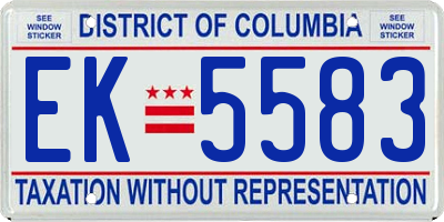 DC license plate EK5583