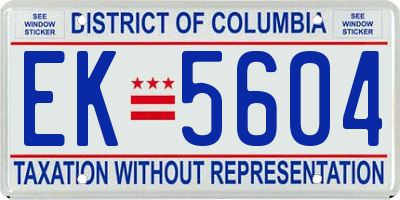 DC license plate EK5604