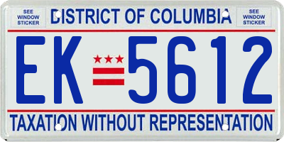 DC license plate EK5612