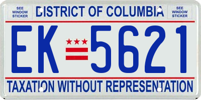 DC license plate EK5621
