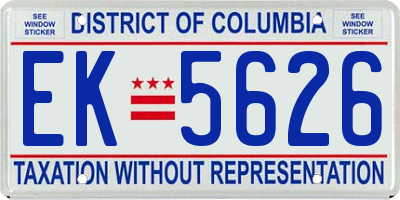 DC license plate EK5626