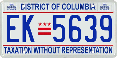 DC license plate EK5639