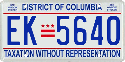 DC license plate EK5640