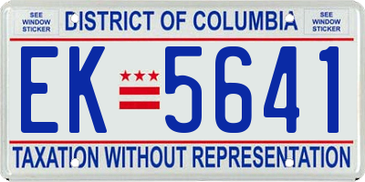 DC license plate EK5641