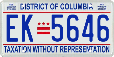 DC license plate EK5646