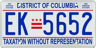 DC license plate EK5652