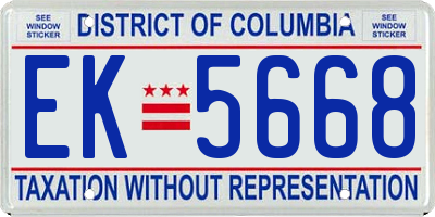 DC license plate EK5668
