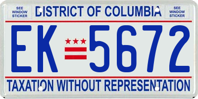 DC license plate EK5672