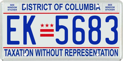 DC license plate EK5683