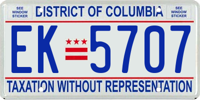 DC license plate EK5707