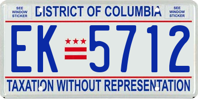DC license plate EK5712