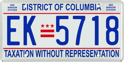 DC license plate EK5718