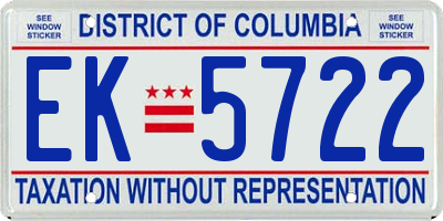 DC license plate EK5722
