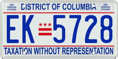 DC license plate EK5728
