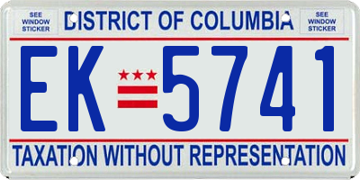 DC license plate EK5741
