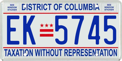 DC license plate EK5745