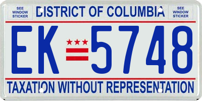 DC license plate EK5748