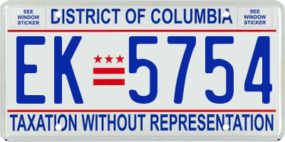 DC license plate EK5754