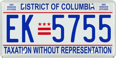 DC license plate EK5755