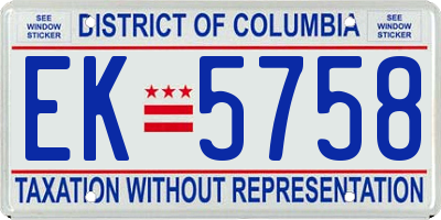 DC license plate EK5758