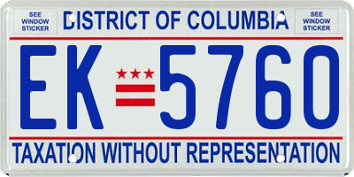 DC license plate EK5760