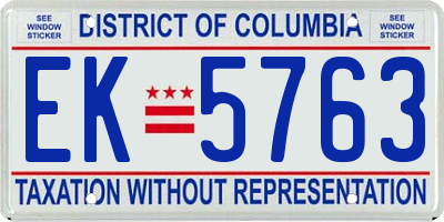 DC license plate EK5763