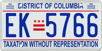 DC license plate EK5766