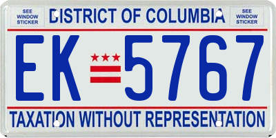 DC license plate EK5767