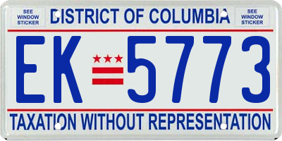 DC license plate EK5773